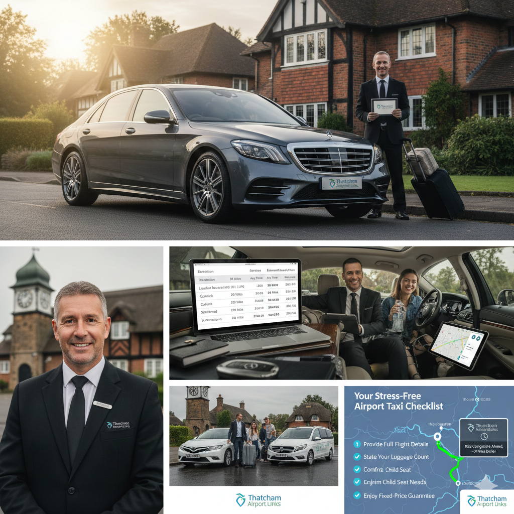 Passenger using a Thatcham airport taxi for airport transportation