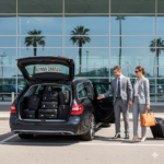 Realistic airport taxi in Thatcham with driver assisting passenger and visible contact number 07809 266523