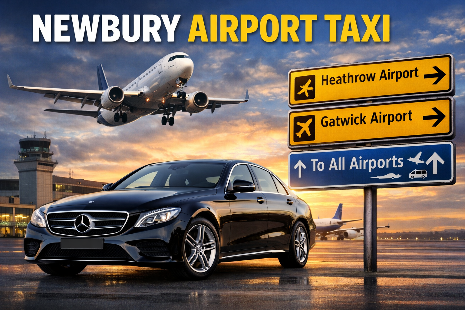 Newbury airport taxi providing transfers to Heathrow and Gatwick airports